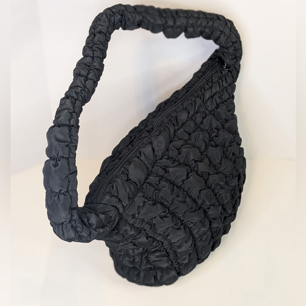 Quilted Puffy Hobo Black Shoulder Carryall Bag NWT - Picture 12 of 15